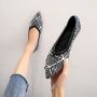 Black and White Bohemian Knit Flats Footwear