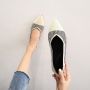 Beige Knit Ballet Flats Shoes-Brown Plaid