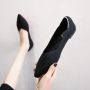 Black Knit Pointed Toe Shoes