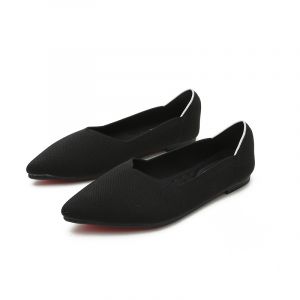 Black Knit Pointed Toe Shoes