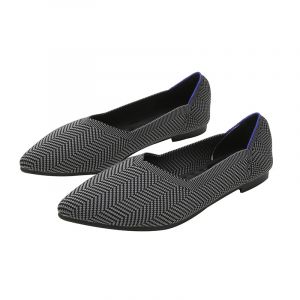 Deep Gray Stripe Pointed Toe Shoes