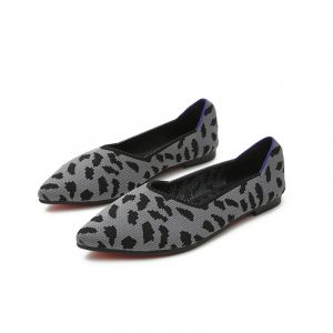 Gray Leopard Pointed Toe Flat