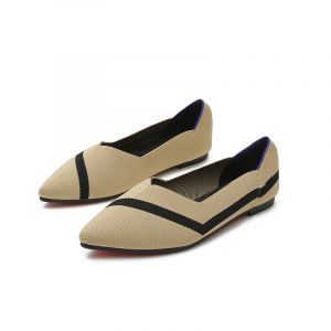 Beige Kint Flat Shoes Ballet Loafers Shoes