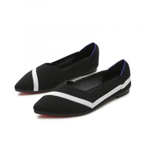 Black Kint Flat Shoes Ballet Loafers Shoes