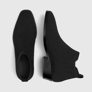 Women Knit Chelsea Ankle Boots-Black