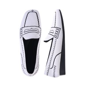 knit Square-toe loafers-white